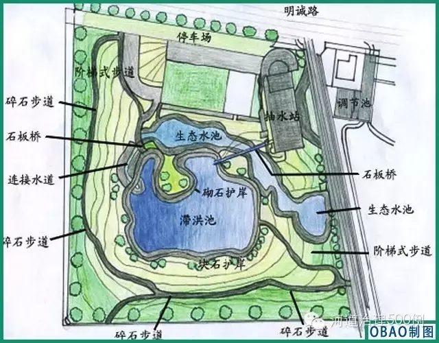 高雄某滞洪池平面示意 高雄某滞洪池平面示意